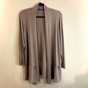 NIC + ZOE  Sz 1X Silk Blend Flowy Open Front Sheer Hemline Long Line Cardigan